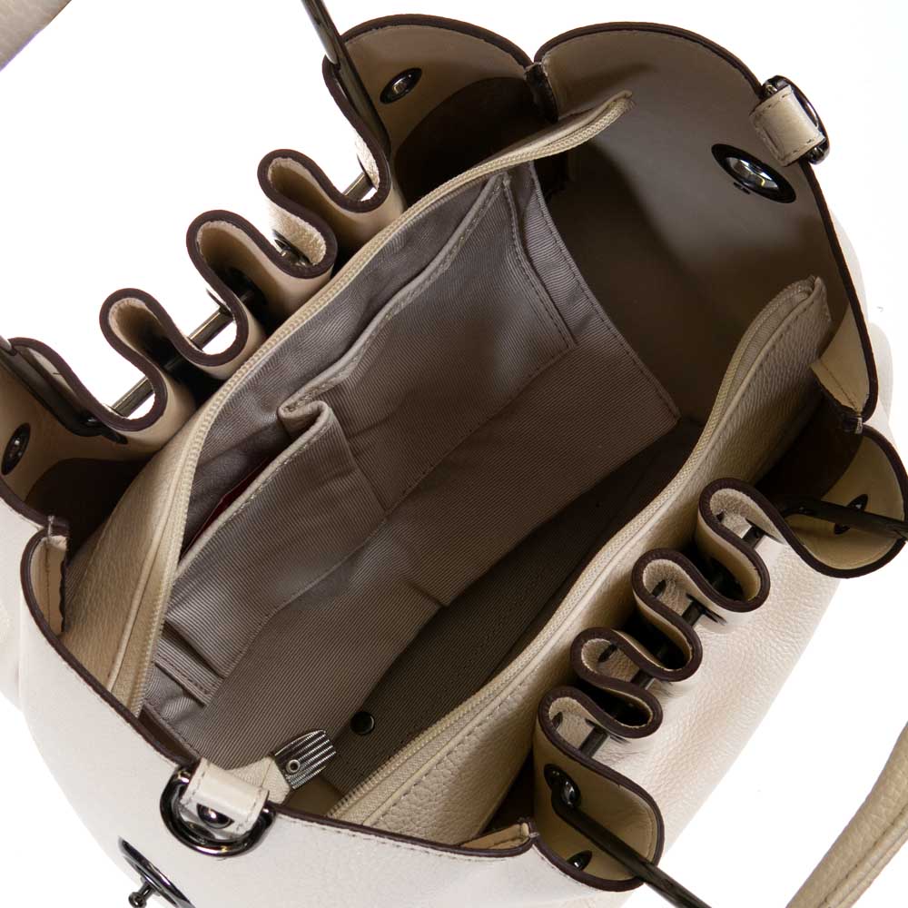 Дамска чанта ENZO NORI модел CELENA естествена кожа цвят екрю
