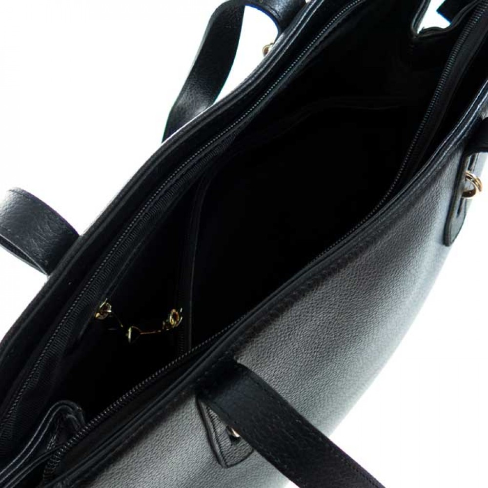 Голяма дамска чанта PAULA VENTI модел ARABELLA естествена кожа цвят черен