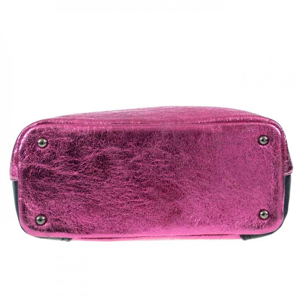 Атрактивна дамска чанта PAULA VENTI модел JUTTA естествена кожа цвят розов искрящ лазер