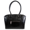 Класическа дамска чанта PAULA VENTI модел ERCILIA естествена кожа цвят черен змийски лак