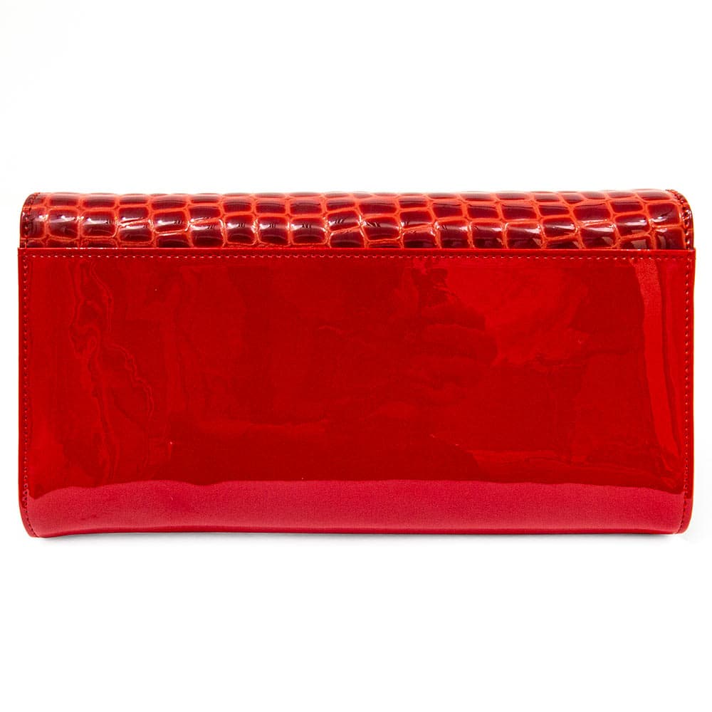 Клъч чанта модел LUDOVICA естествена кожа червен кроко лак