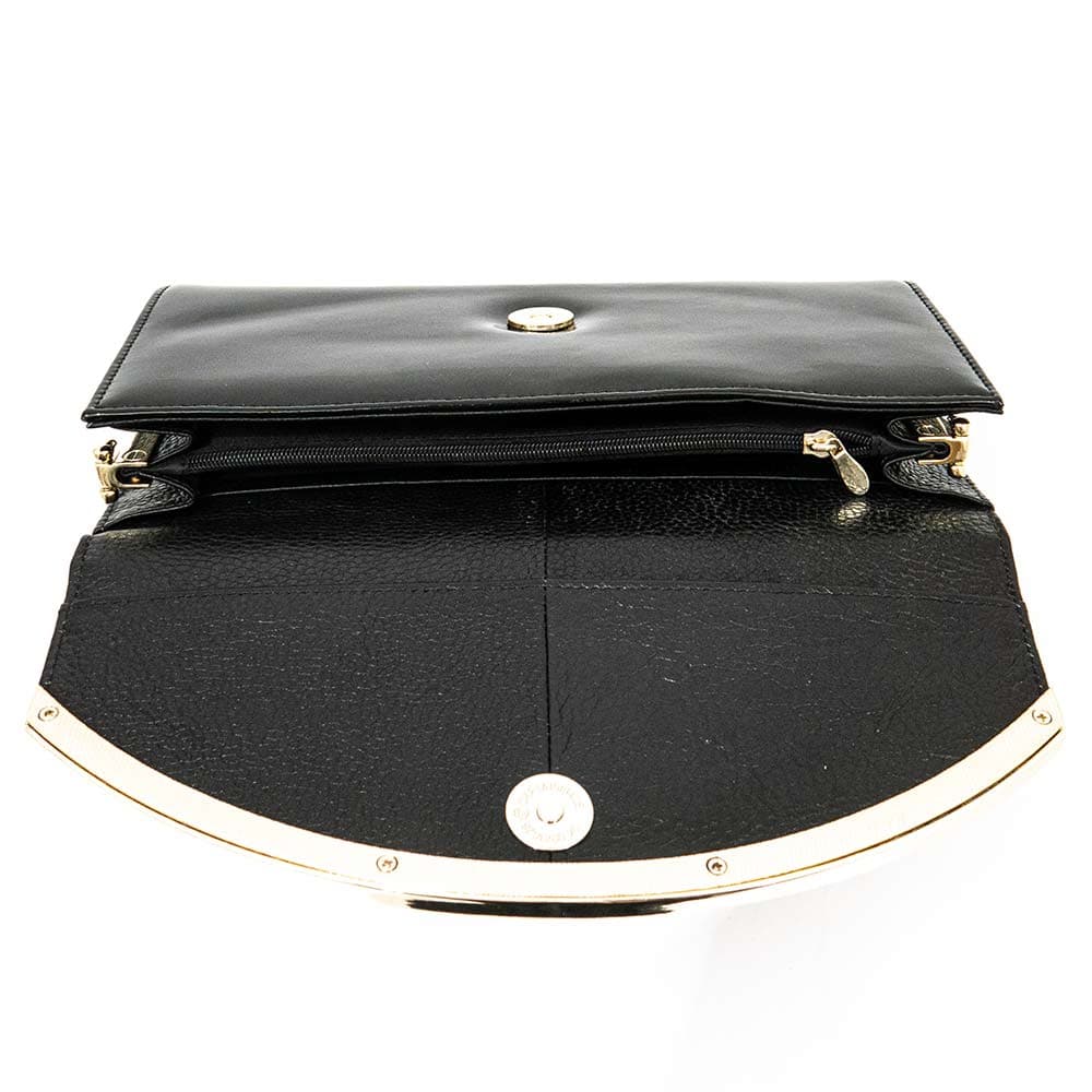 Клъч чанта ENZO NORI модел LUDOVICA естествена кожа черен-кафяв принт