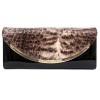 Клъч чанта PAULA VENTI модел AMEDEA естествена кожа черен/кафяв кроко