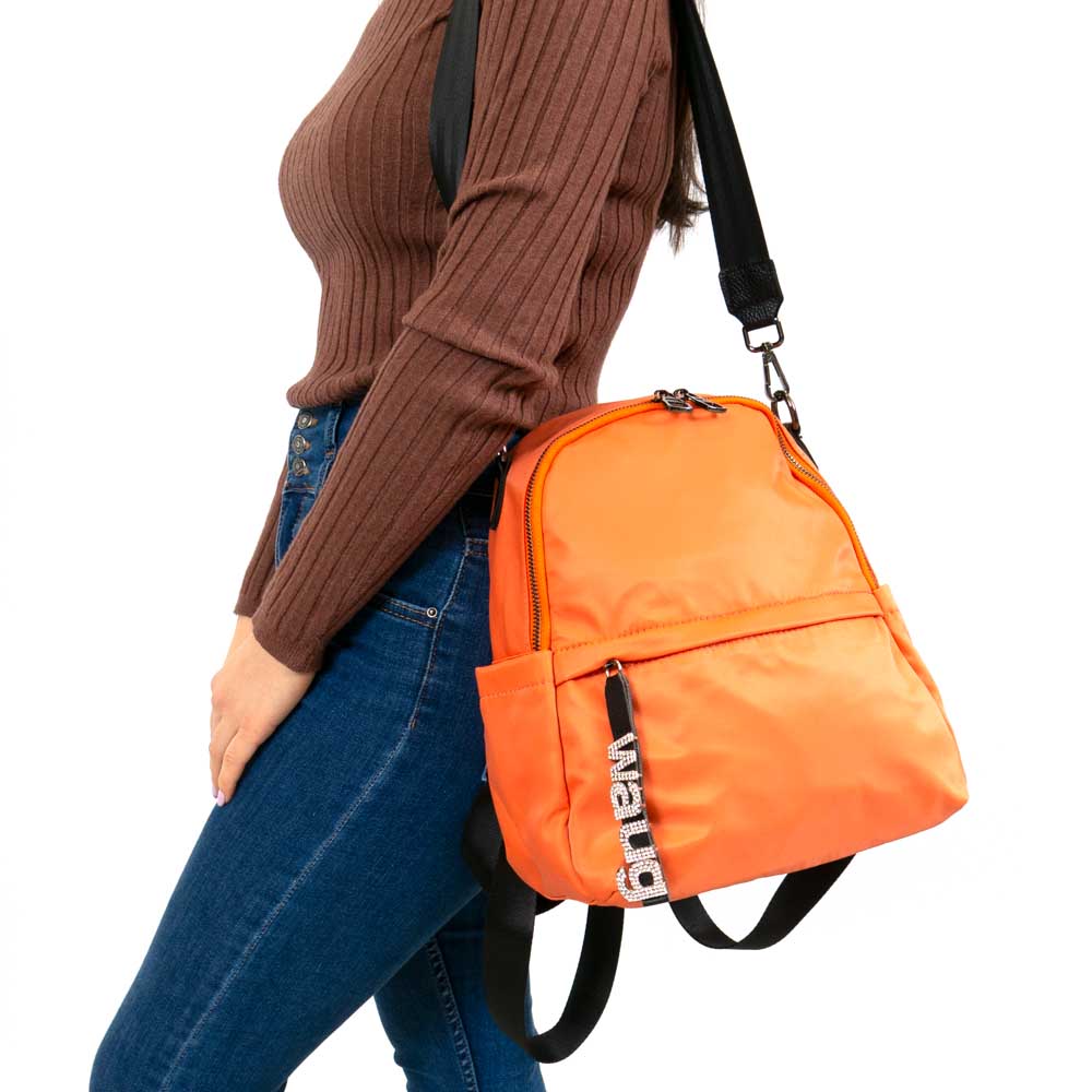 Дамска раница модел ROSALYN еко кожа текстил оранжев