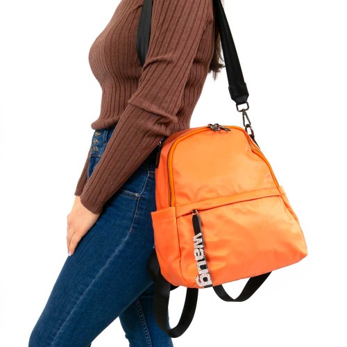 Дамска раница PAULA VENTI модел WAUG-O еко кожа текстил оранжев