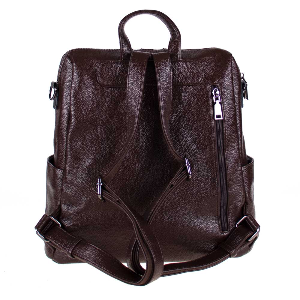 Дамска чанта PAULA VENTI модел ZIPPER еко кожа тъмно кафяв