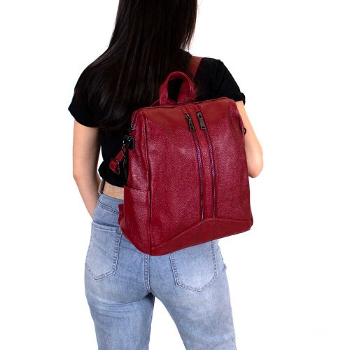 Дамска чанта PAULA VENTI модел ZIPPER еко кожа червен
