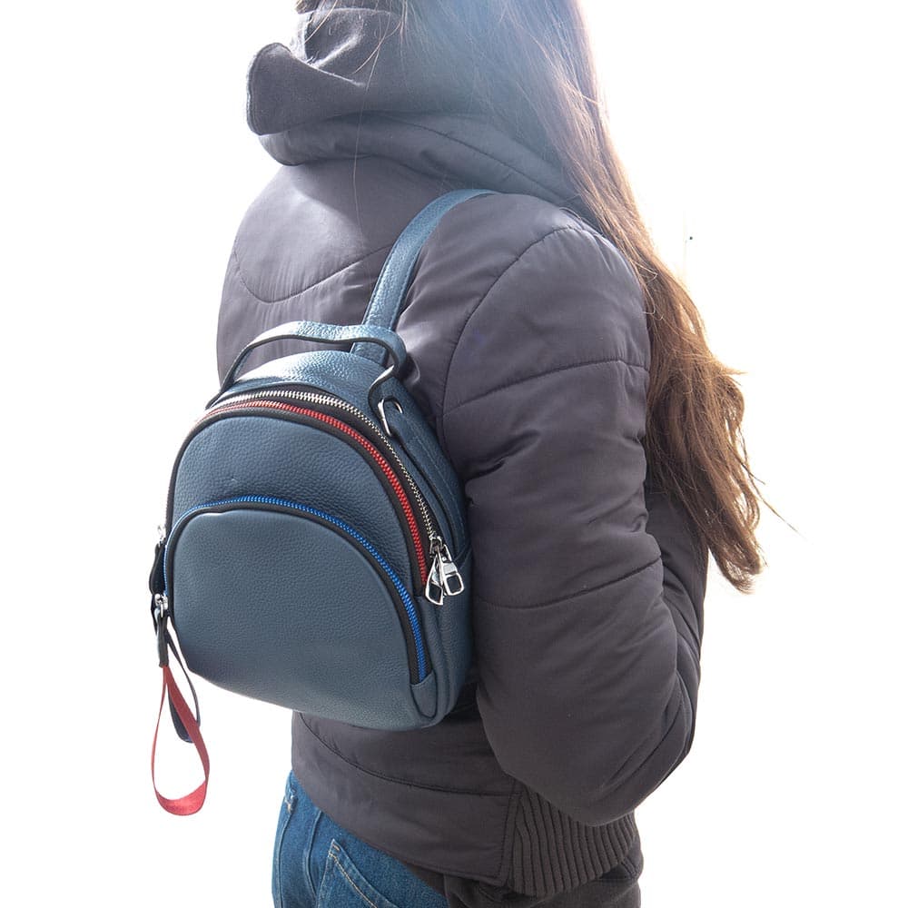 Модерна дамска раница и чанта 2 в 1 ENZO NORI от естествена кожа модел DALE цвят тъмно син