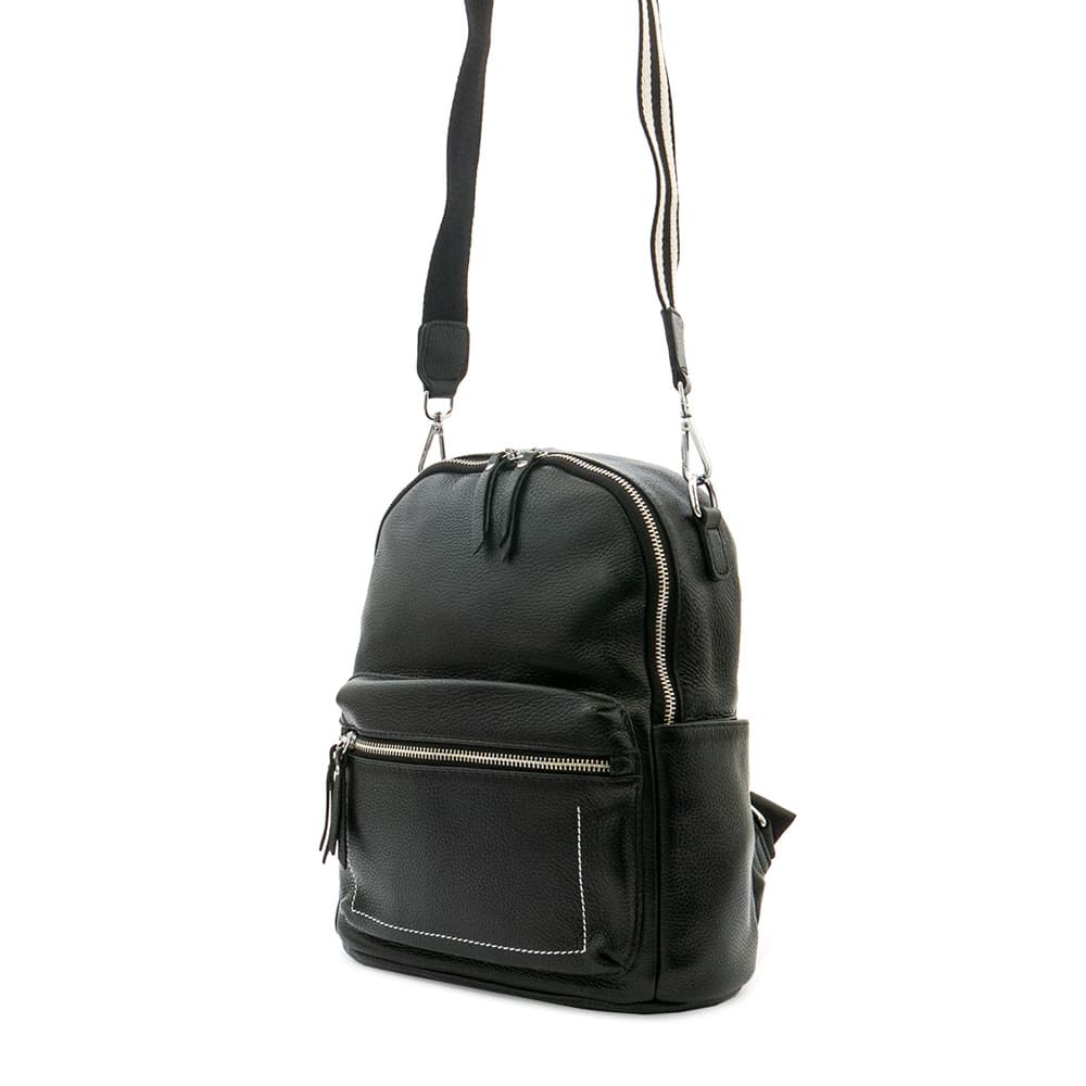 Практична дамска кожена раница и чанта 2 в 1 ENZO NORI модел SASI-1 естествена кожа цвят черен