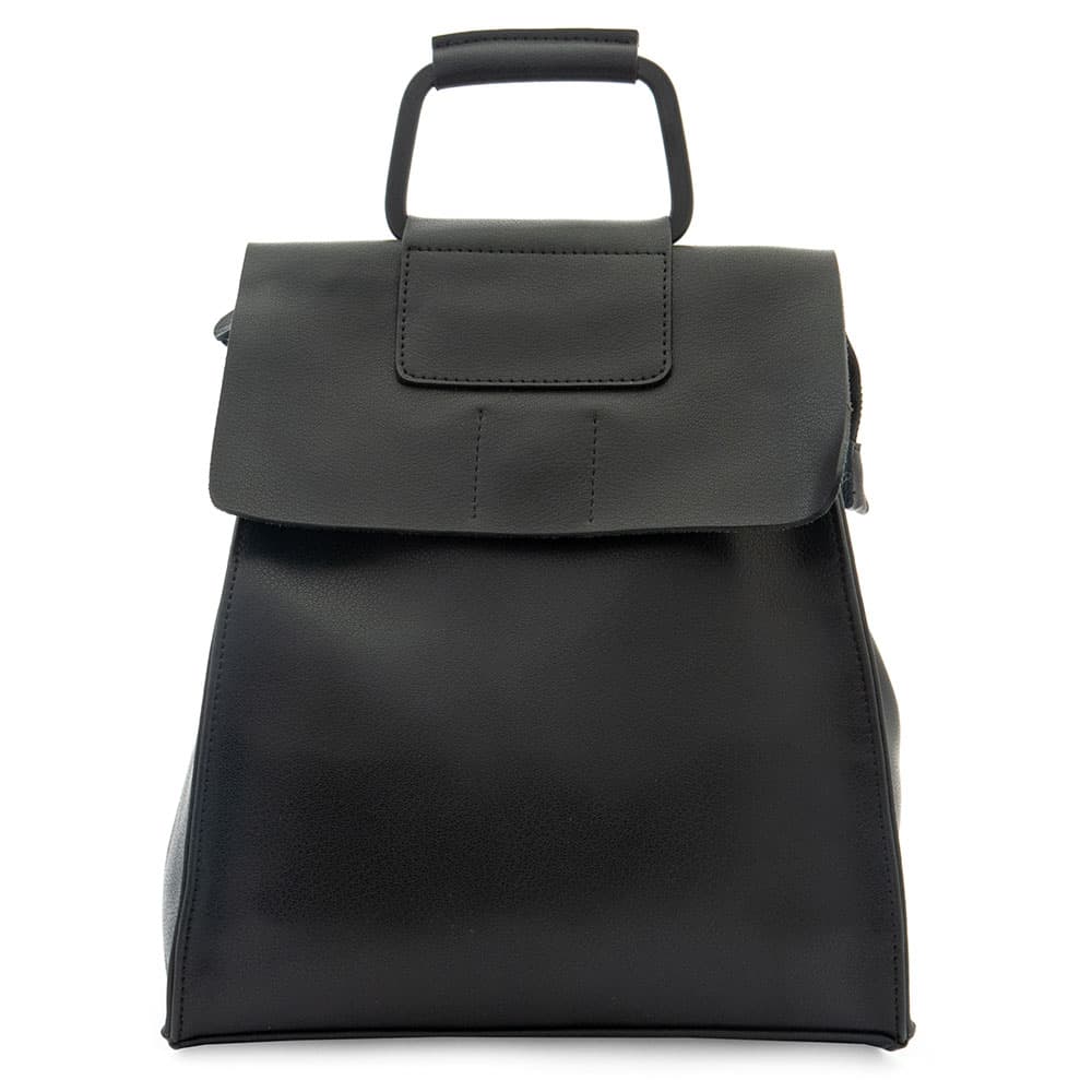 Изчистена дамска кожена раница и чанта 2 в 1 PAULA VENTI модел CAROLINA естествена кожа цвят черен