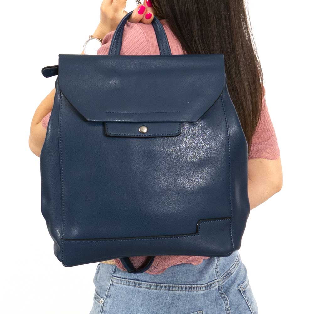 Практична дамска кожена раница и чанта 2 в 1 ENZO NORI модел MILA естествена кожа цвят тъмно син