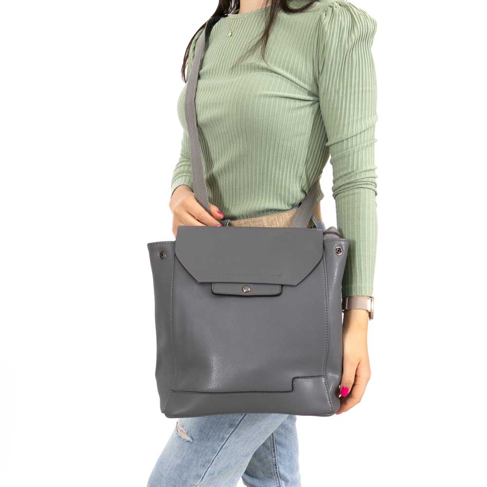 Висококачествена дамска кожена раница и чанта 2 в 1 ENZO NORI модел MILA естествена кожа цвят сив