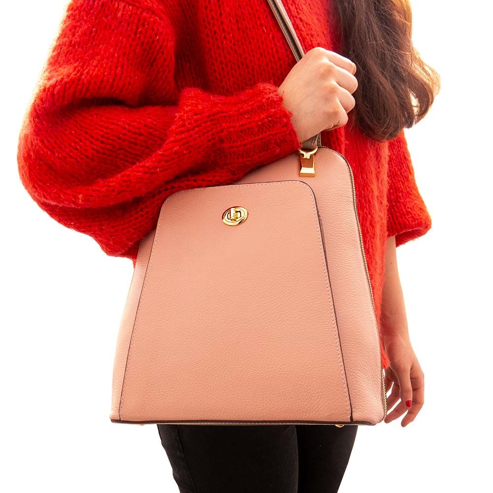 Дамска чанта от естествена кожа ENZO NORI розов