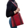 Луксозна дамска кожена раница дамска чанта 2 в 1 ENZO NORI модел LIMA естествена кожа цвят червен черен змийски лазер лак