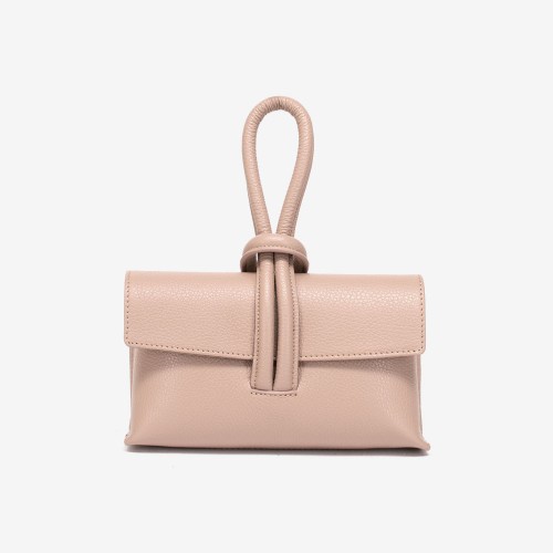 Малка дамска чанта модел DEBORA италианска естествена кожа розова пудра