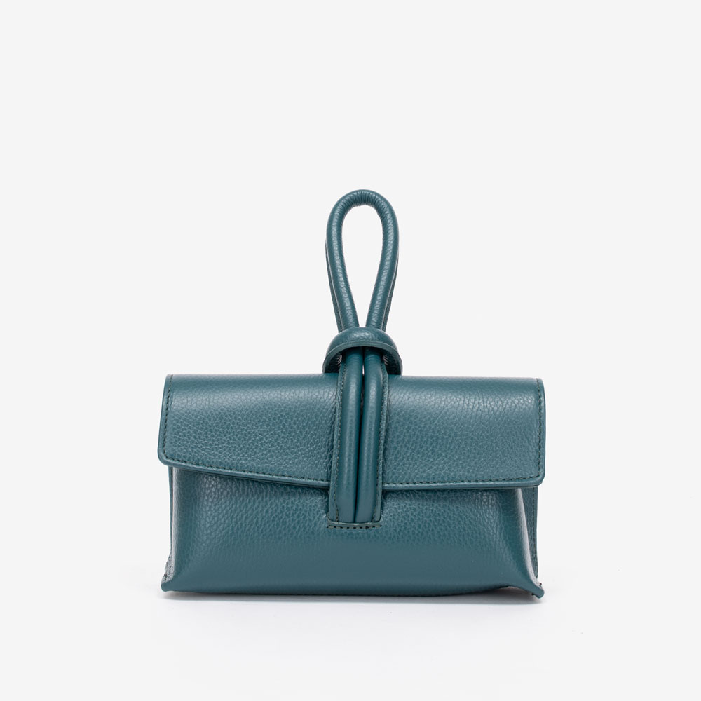 Малка дамска чанта модел DEBORA италианска естествена кожа петролено син