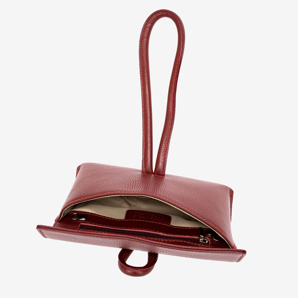 Малка дамска чанта модел DEBORA италианска естествена кожа червен
