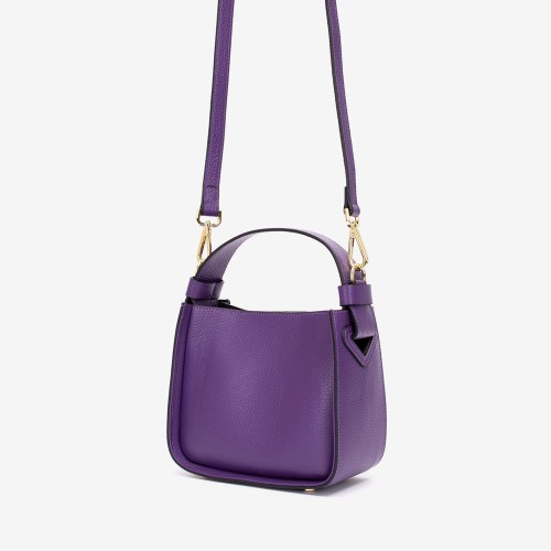 Малка дамска чанта модел DONA италианска естествена кожа лилав