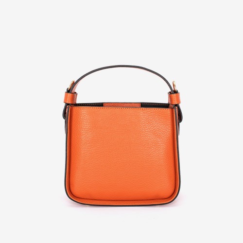 Малка дамска чанта модел DONA италианска естествена кожа оранжев