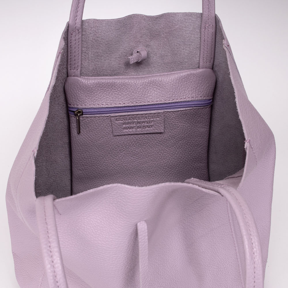Дамска чанта модел SHELBY италианска естествена кожа светло лилав