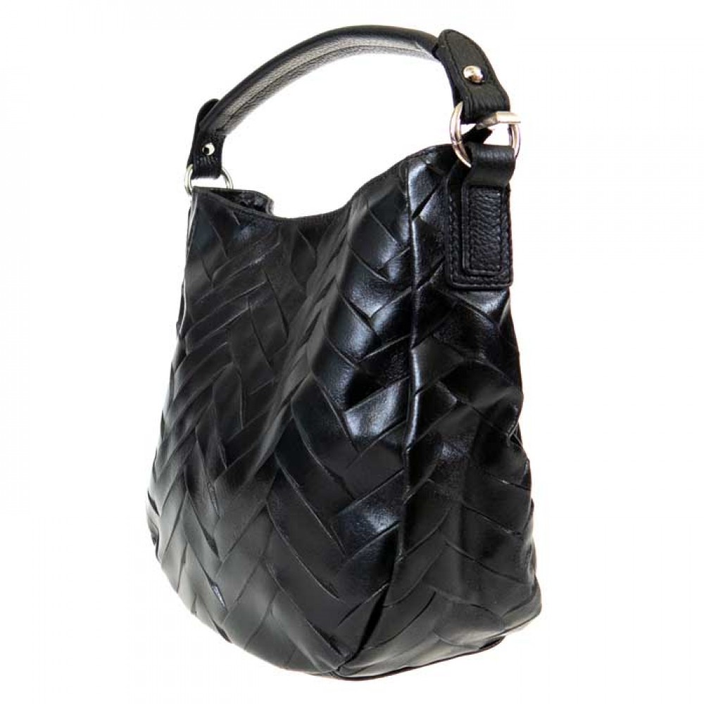 Дамска чанта модел MASSIMA италианска естествена кожа черен