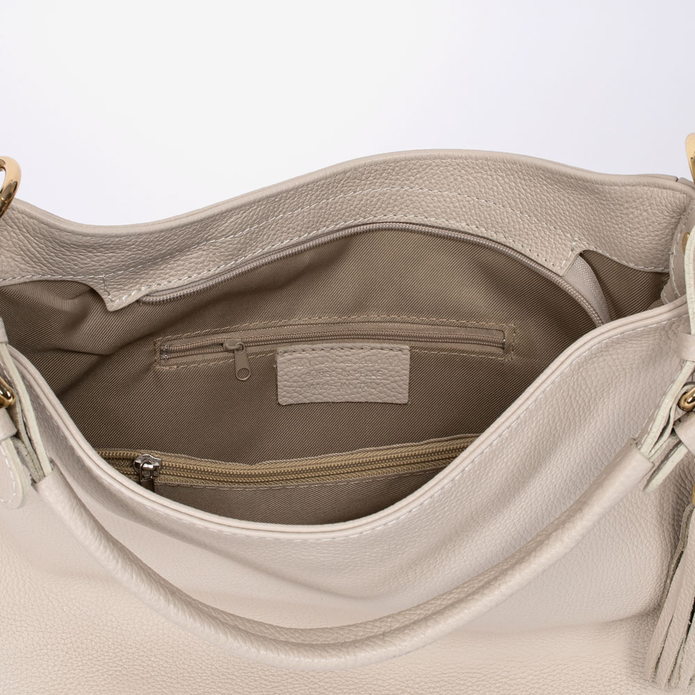 Дамска чанта модел ALAYA италианска естествена кожа екрю