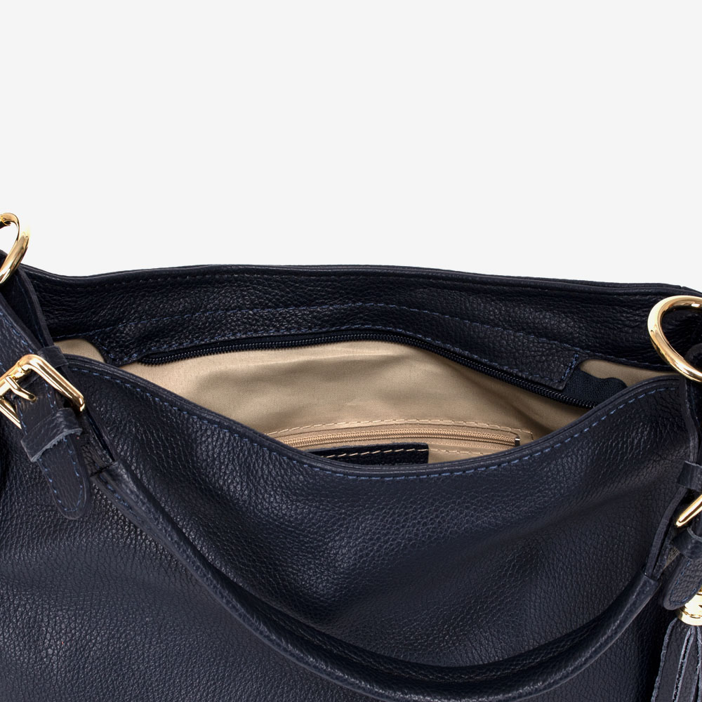 Дамска чанта модел ALAYA италианска естествена кожа тъмно син