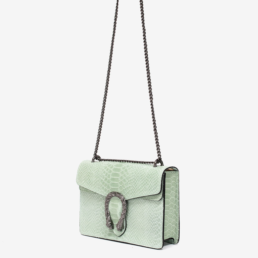 Малка дамска чанта модел VALERIA-S италианска естествена кожа зелен