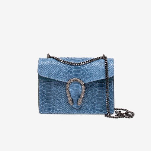 Малка дамска чанта модел VALERIA-S италианска естествена кожа син