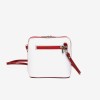 Малка дамска чанта модел CALDO италианска естествена кожа бял-червен