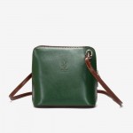 Малка дамска чанта модел CALDO италианска естествена кожа зелен-кафяв