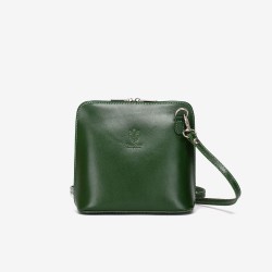 Малка дамска чанта модел CALDO италианска естествена кожа зелен