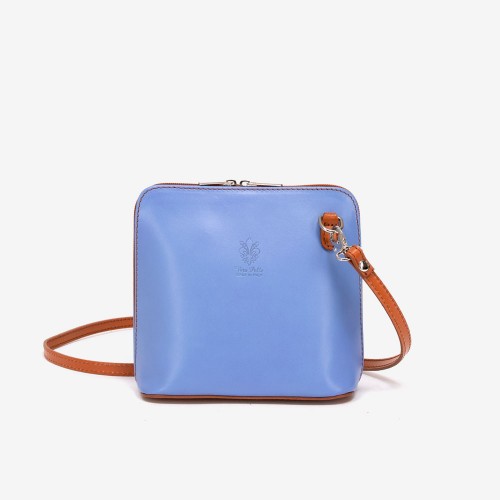 Малка дамска чанта модел CALDO италианска естествена кожа светло син