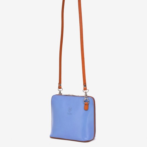 Малка дамска чанта модел CALDO италианска естествена кожа светло син