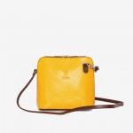 Малка дамска чанта модел CALDO италианска естествена кожа жълт