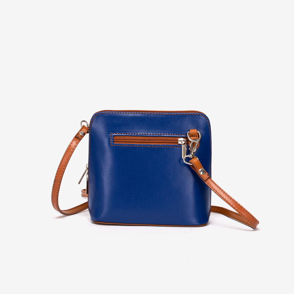 Малка дамска чанта модел CALDO италианска естествена кожа син-кафяв