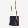 Малка дамска чанта модел CALDO италианска естествена кожа тъмно син с кафяво
