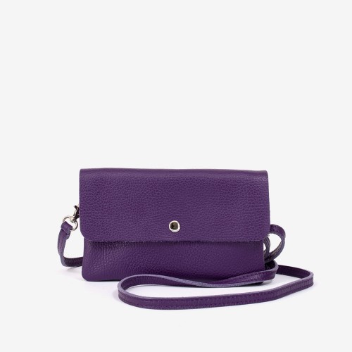 Дамска чанта тип клъч модел ADELE италианска естествена кожа лилав
