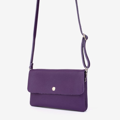 Дамска чанта тип клъч модел ADELE италианска естествена кожа лилав
