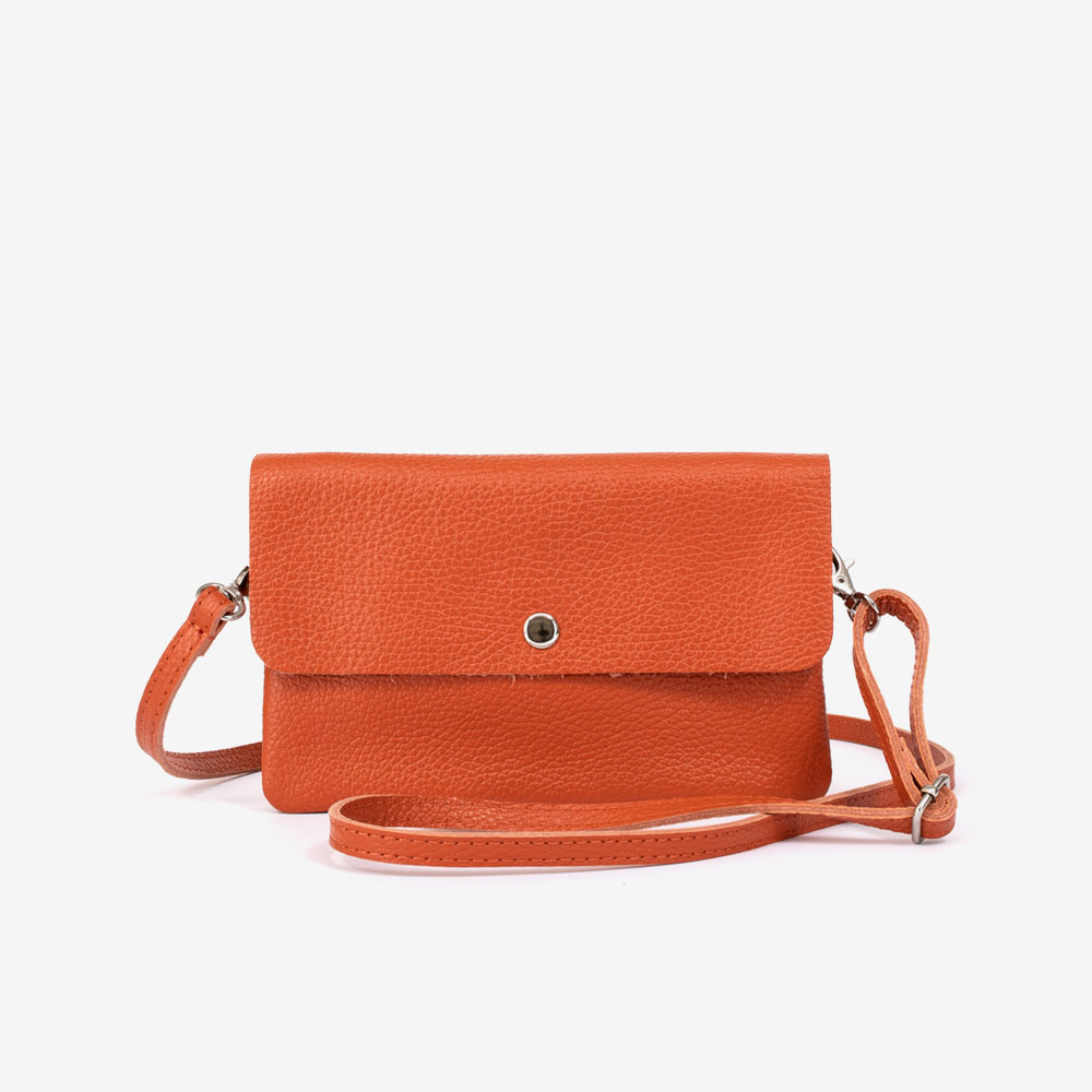 Дамска чанта тип клъч модел ADELE италианска естествена кожа оранжев