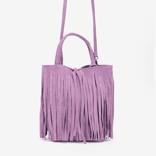 Малка дамска чанта модел ARIANA италианска естествена кожа велур лилав