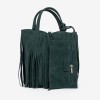 Малка дамска чанта модел ARIANA италианска естествена кожа велур зелен