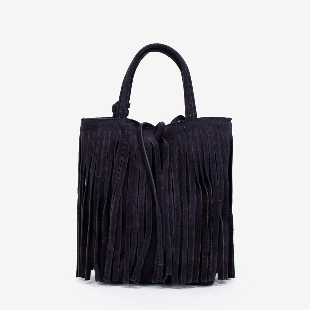 Малка дамска чанта модел ARIANA италианска естествена кожа велур тъмно лилав