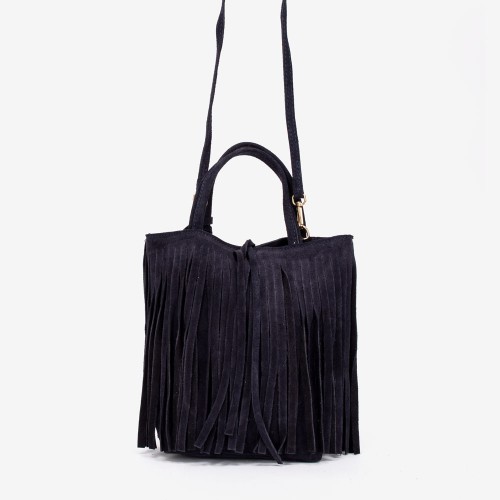 Малка дамска чанта модел ARIANA италианска естествена кожа велур тъмно лилав