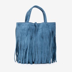 Малка дамска чанта модел ARIANA италианска естествена кожа велур син