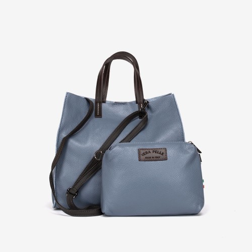 Дамска чанта модел BEATRICE италианска естествена кожа син