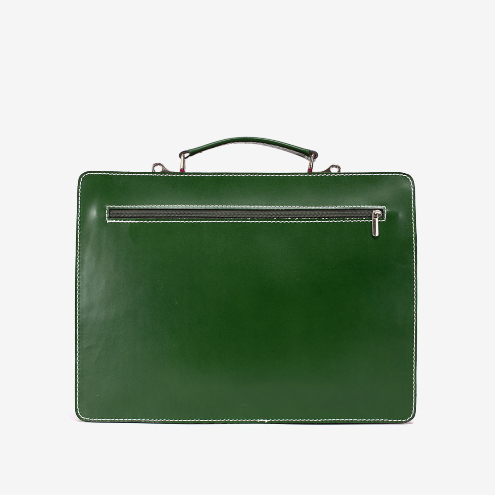 Дамска бизнес чанта модел HELENA италианска естествена кожа зелен