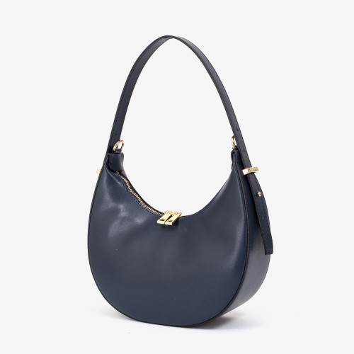 Дамска чанта модел QUINN италианска естествена кожа тъмно син