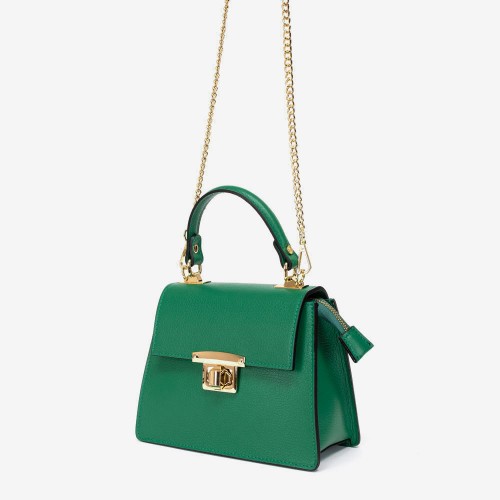 Дамска чанта модел JUDY италианска естествена кожа зелен