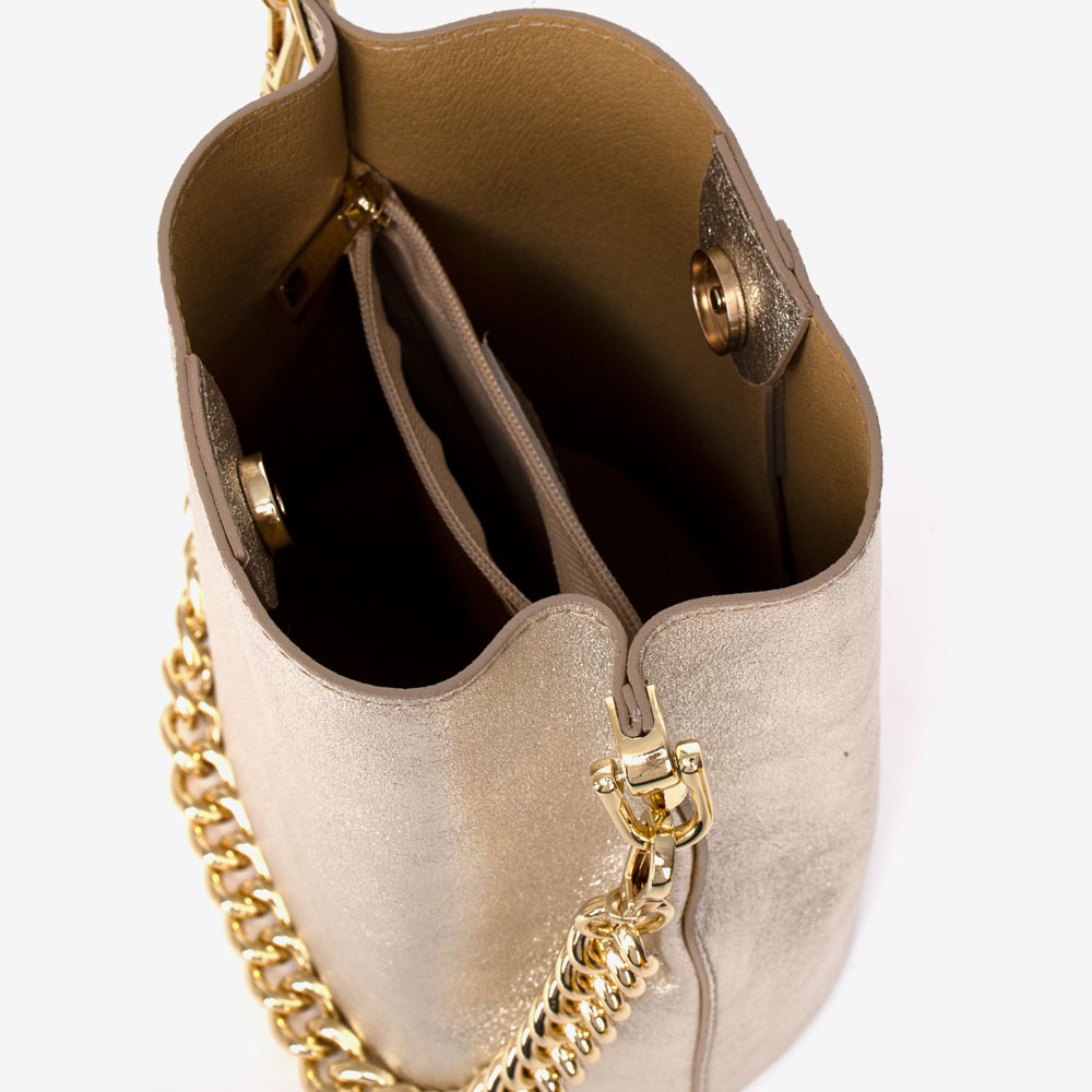 Дамска чанта модел ROSALI италианска естествена кожа златен